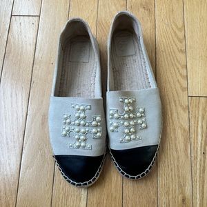 Tory Burch Pearl Logo Espadrille Shoe 9.5